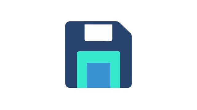 Minimalist floppy disk icon on White Background, flat design