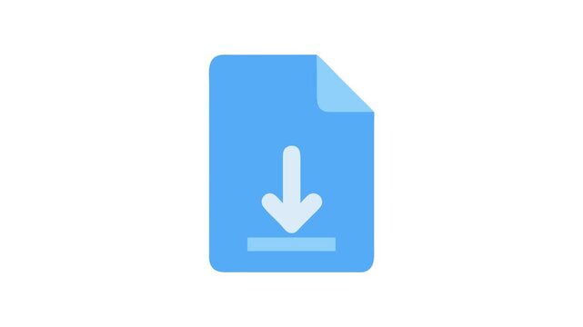 Download file flat icon on blue document symbol