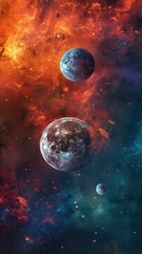 A group of planets orbiting in space