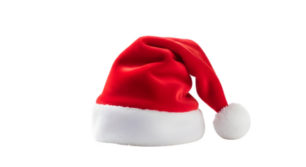 Red santa claus hat for christmas celebration isolated on transparent background