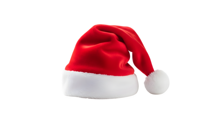Red santa claus hat for christmas celebration isolated on transparent background