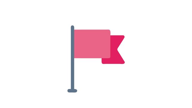 A pink flag on a pole against White Background