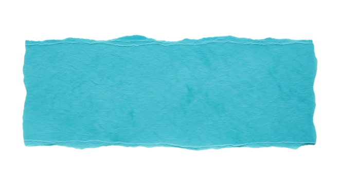 Torn Turquoise Paper, Strip with Textured Surface and Rough Edges, cutout, PNG isolated on white or transparent background