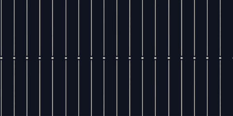 Repeating pattern of vertical lines with small circles against a dark blue background creating a design
