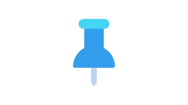 Illustration of a blue pushpin on a White Background