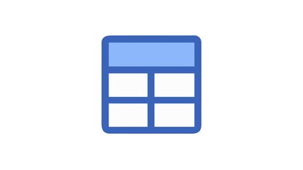 Blue and white graphical table icon on White Background