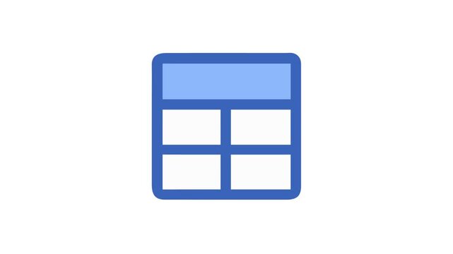 Blue and white graphical table icon on White Background