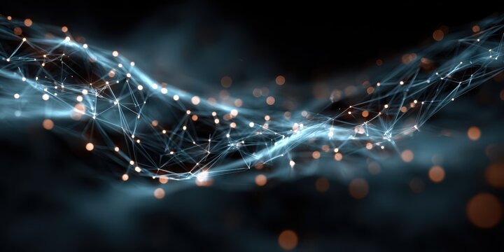 Abstract network connection with glowing nodes and lines, representing digital communication and data transfer
