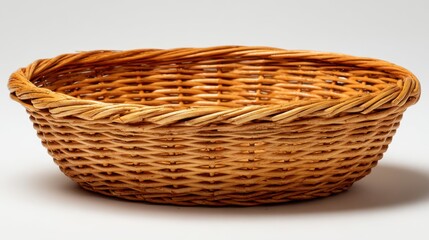Fototapeta premium Closeup of an empty wicker basket, showcasing its woven texture and oval shape