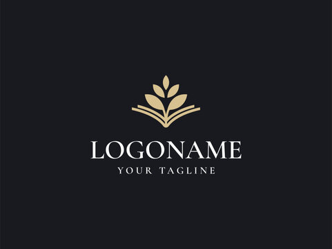 book and tree logo design vector 