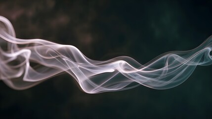 Elegant plumes of white and pink smoke swirl and flow against a dark blurred background