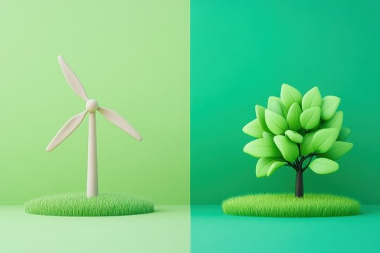 Decarbonization power-to-x Energy materials Eco friendly gloves sbti Esg etf Renogy Greenly Carbon collective Unravel Renewable resources, green practices, minimalism, 3D render. A depiction of and d