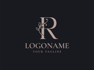 letter R luxury monogram logo design vector