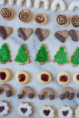 Christmas cookies baking on wooden background