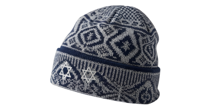 Patterned knitted beanie for winter fashion isolated on transparent background - Powered by Adobe