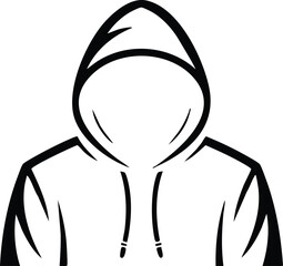 Outline Drawing of a Hooded Sweatshirt, Incognito Hacker or Anonymous Vector Graphic, illustration, vector