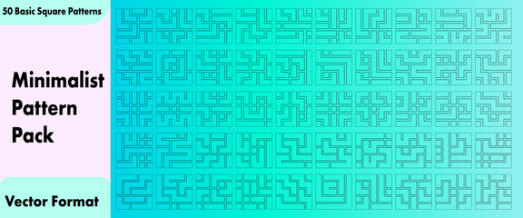 50 Basic Minimalist Square Vector Patterns Pack