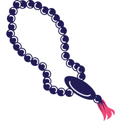 Islamic Prayer Beads With A Tassel In Dark Blue And Pink Colors With A Transparent Background