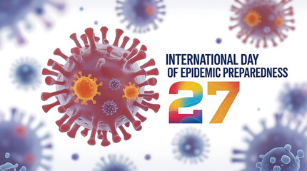International day of epidemic preparedness with virus cells illustration, 8k image