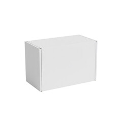 Blank white rectangular corrugated cardboard shipping box on transparent background