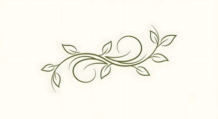 Fototapeta premium Elegant green vine scroll with delicate leaves adds a touch of nature's beauty to any design project, perfect for invitations or branding.