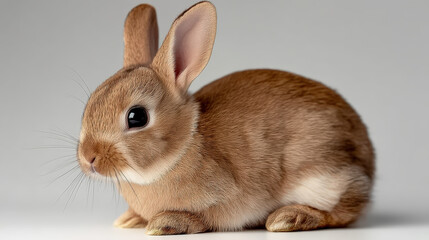 Adorable Close-up Portrait of a Brown Baby Rabbit with Big Eyes Animal. Ai Generated Images