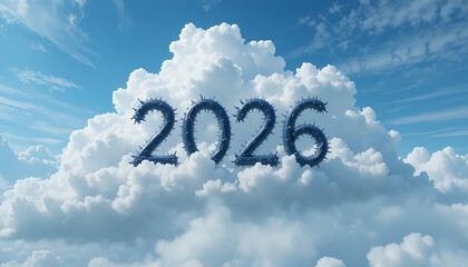 word cloud on blue sky cloud computing concept beautiful view and seen beautiful background and wallpaper hd picture write 2026 in cloud