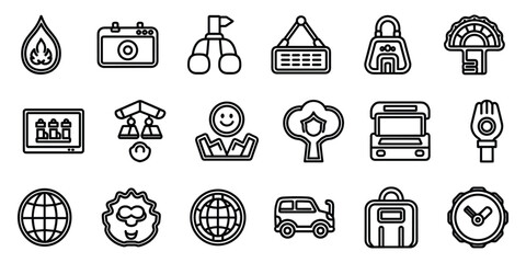Diverse Icons Representing Business, Travel, and Technology