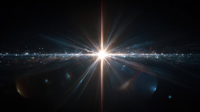 Bright lens flare above a sparkling City at Night, clean and crisp, suited for modern interface design and infographics - Powered by Adobe