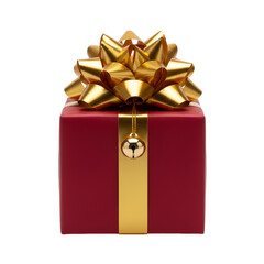 Red Gift Box with Gold Bow Isolated PNG