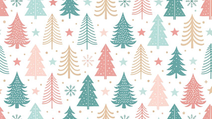 Seamless Christmas pattern flat vector style simple festive design Vector background 