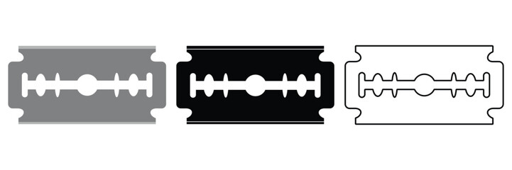 Razor Blade icon vector set. Silhouette of razor blade vector icon. Out line of razor blade vector symbol. Silhouette of blade vector illustration.	