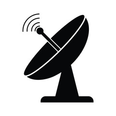Satellite dish antenna icon, vector. Silhouette of Antenna, dish, satellite, communication icon vector design for app, logo, website. satellite dish icon. Vector illustration.