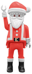 Mascot Santa Claus raise hand up