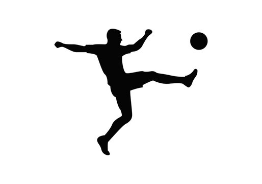 Silueta de un futbolista pateando un bal&oacute;n.