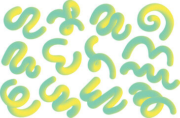 Abstract 3D Swirls and Curves with Teal Yellow Gradient shape