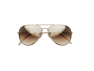 Aviator sunglasses, brown gradient lenses, gold metal frame