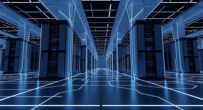 Illuminated Server Racks and Network Visualization - Powered by Adobe