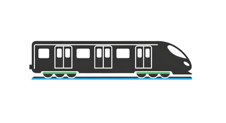 Sleek and modern metro train icon presented in a minimalist silhouette style, ideal for illustrating urban public transportation and commuter rail travel