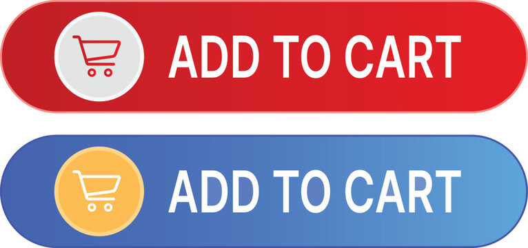 Red and blue buttons with shopping cart icons and add to cart text e-commerce online shopping