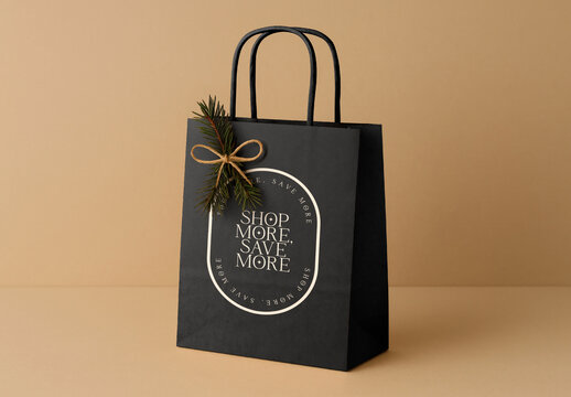   Elegant Holiday Shopping Bag Mockup PSD