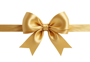 Fototapeta premium Golden satin bow and ribbon, ideal for festive gift decoration, Isolated on transparent background, png