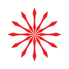Fototapeta premium Red twelve-point geometric starburst radial design element icon
