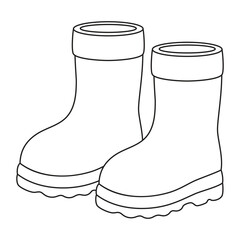 rubber boots in outline
