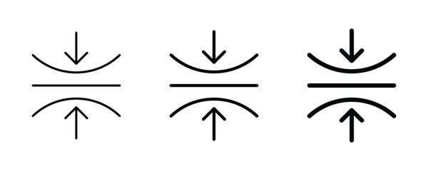 Elastic icon outline set. Elasticity icon set. Compress vector icon symbol.