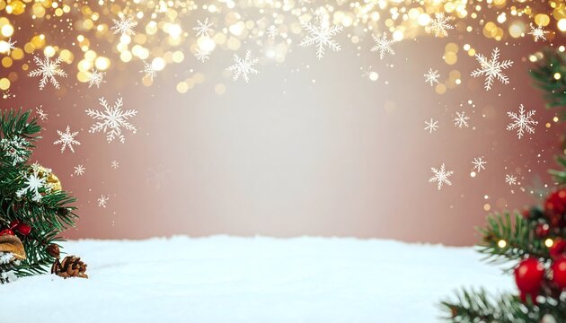 christmas background with fir branches and snow