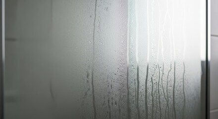 Mist and condensation on bathroom mirror with soft lighting  