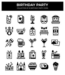 Birthday Party Icons. A Collection of 25 Unique Party Elements