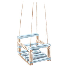 Illustration of a Wooden Blue Swing