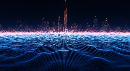 Stunning blue and orange data wave visualization perfect for modern technology or science projects and presentations demonstrating innovation and futuristic concepts